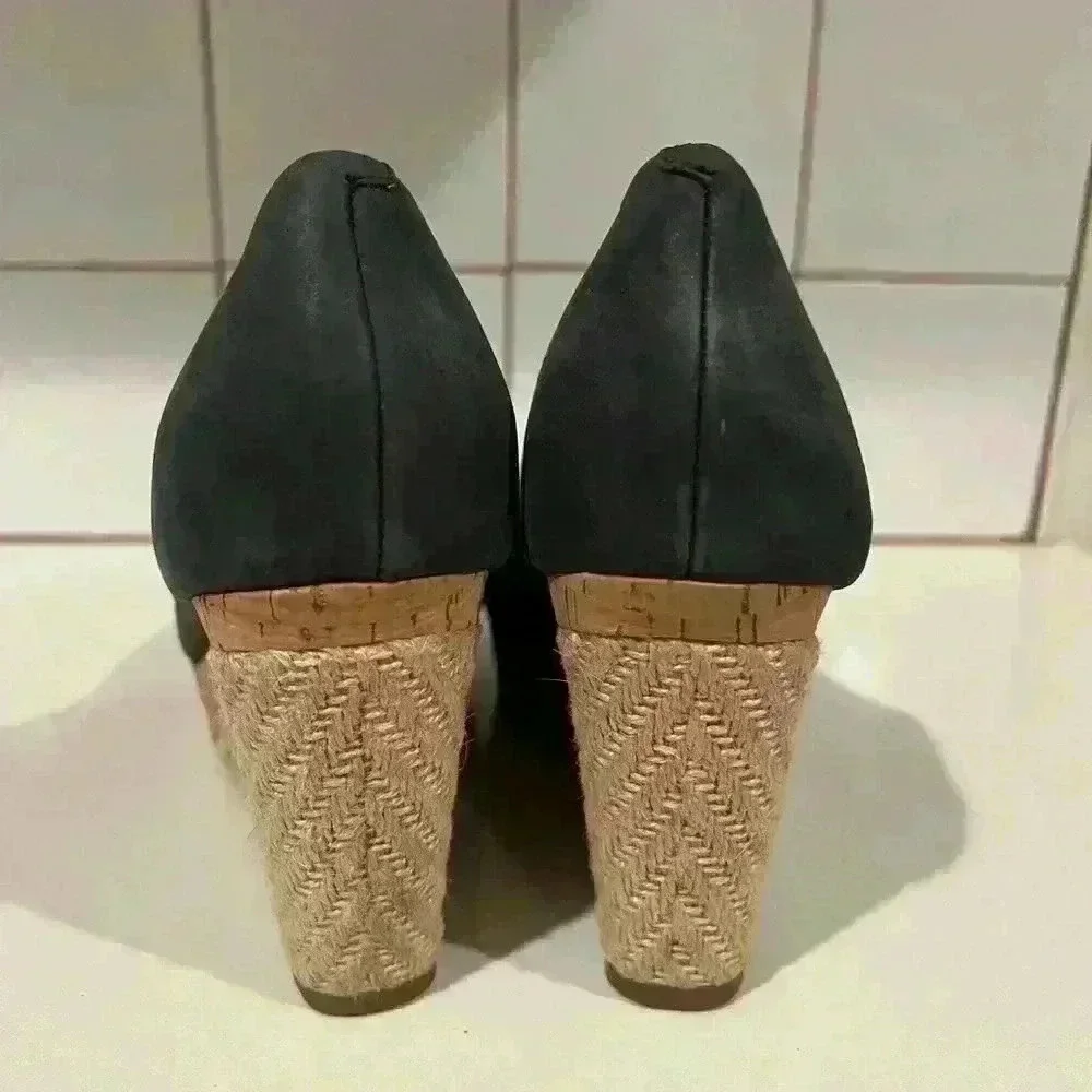Cole Haan- Nike Air-  Navy Open Toe Platform cork wedge- Size 6.5- Worn once EUC